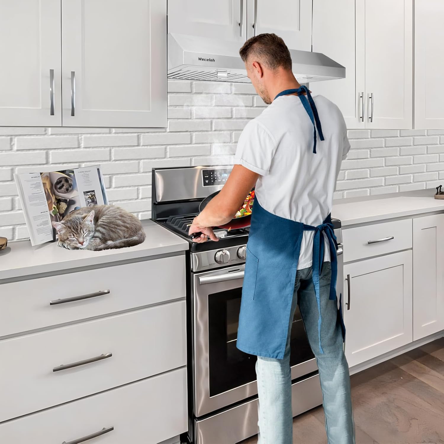 Under Cabinet Range Hood 30 Inch Stainless Steel, Ductless or Ducted, 600 CFM with LED Lights H814