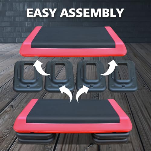 Adjustable Aerobic Step Platform with 4 Risers, 4-6-8in Height L756398