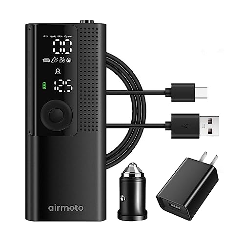 Airmoto and Power Kit Bundle Deal - 1 Bundle - Tire Inflator Portable Air Compressor with Power Kit for Charging at Home and on The Road - Cordless Air Pump for Car Tires, Motorcycle, Bicycle