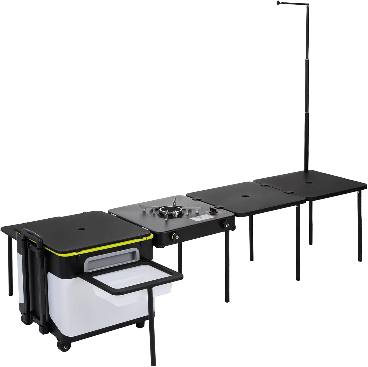 Camping Kitchen Outdoor Cooking Station with Wheels and Windproof Stove S56362