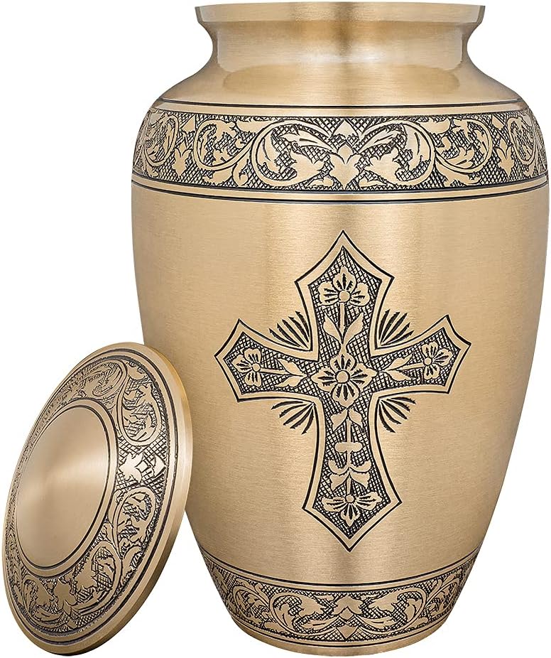 Cremation Urns for Adult with Case & Bags - Mini Keepsake Urns, Bronze Cross G13667