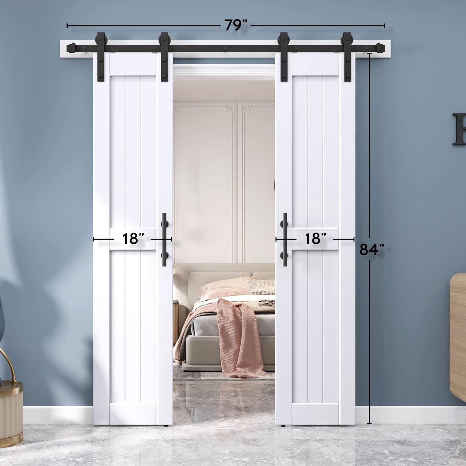 Barn Door with Sliding Hardware, 36x84in, White Q235