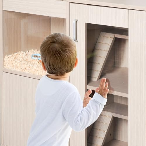 Wooden Hamster Cage with Storage Cabinet, Openable Top, Acrylic Windows F965917