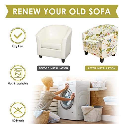 Club Chair Slipcover for Armchairs Stretch Removable Cover, White Geometric Q144350