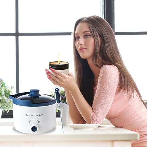 Wax Melter for Candle Making with Thermometer, Electric Melting Pot with Spout A34116
