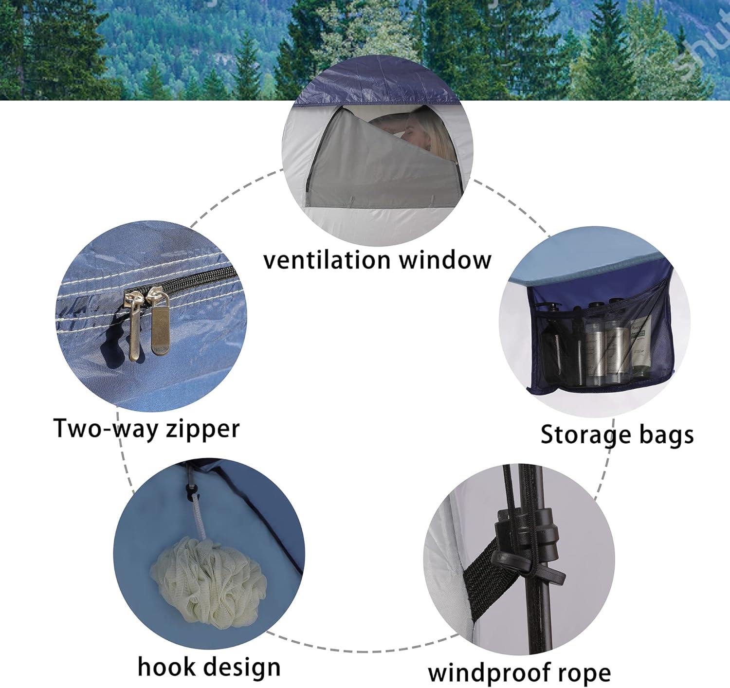 Oversize Portable Camping Shower Tent with Floor and Changing Room J8060