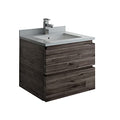 Fresca Formosa 24 Inch Wall Hung Modern Bathroom Vanity - Quartz Countertop & Ceramic Sink Included - Faucet Not Included