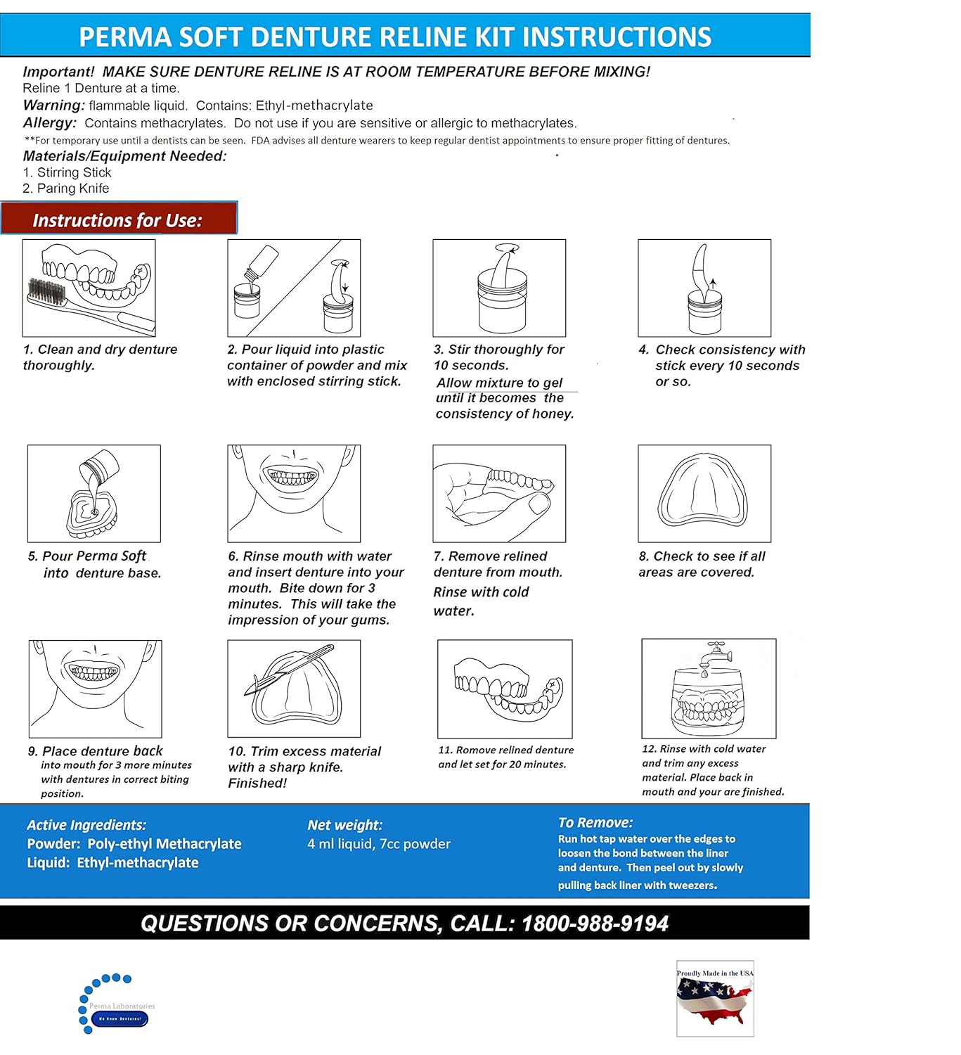 Denture Reliner Kit for Upper and Lower Plates Z50480