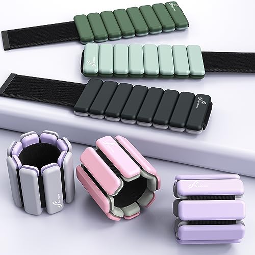 Wrist & Ankle Weights - 1 Pair (1lb/2lb Each) | Adjustable Silicone Wearable Weights for Yoga, Dance, Pilates V546919