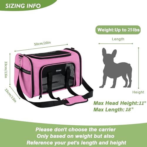 Large Cat Carrier for Small to Medium Dogs, Soft Sided Folding Travel Pet Carrier S9033