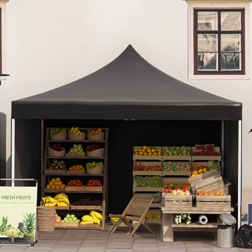 Pop Up Canopy Tent 10x10ft with 3 Sidewalls and Wheeled Bag D95987