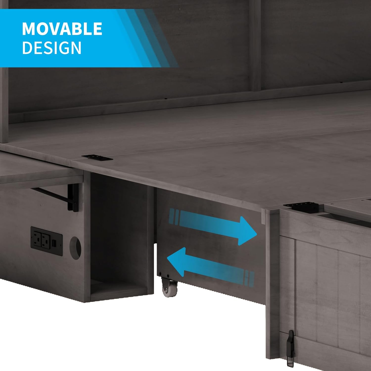Queen Size Murphy Bed with Foldable Foam Mattress and Storage Drawer F178967