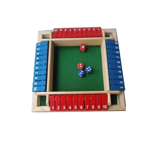 Wooden 4 Players Shut The Box Dice Game, 8 Inches 2-4 Player Family Wooden Board Table Math Games Classics Tabletop Version and Pub Board Game 4 Dices for Classroom,Home,Party or Pub