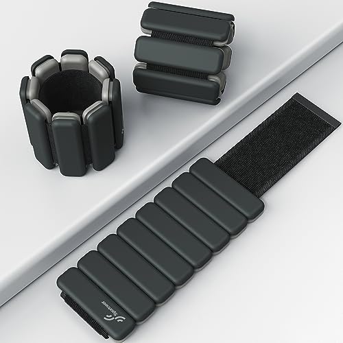 Wrist & Ankle Weights - 1 Pair (1lb/2lb Each) | Adjustable Silicone Wearable Weights for Yoga, Dance, Pilates V546919