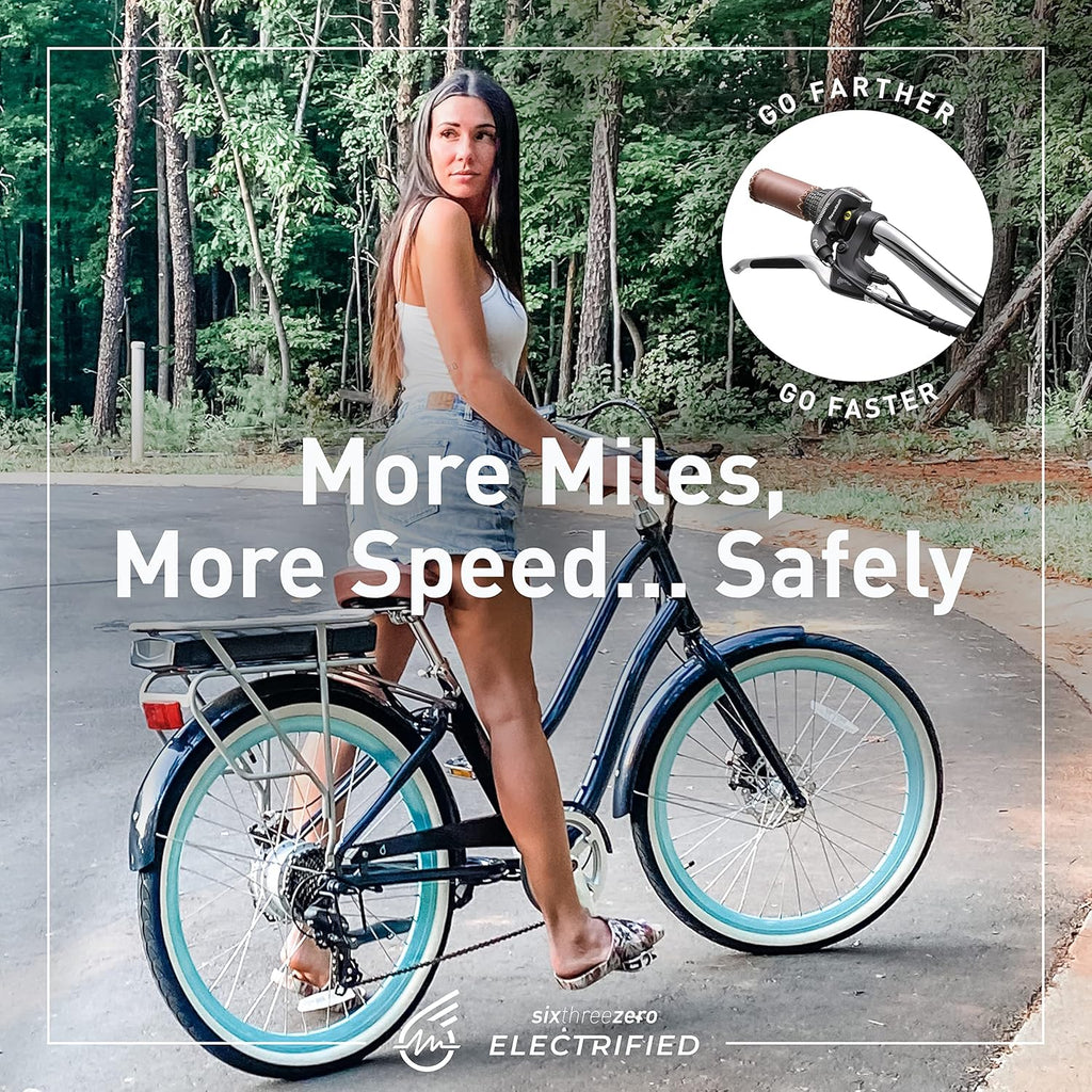 Women's Electric Bike, 7-Speed Step Through Beach Cruiser, 26 Inch Wheels M6546