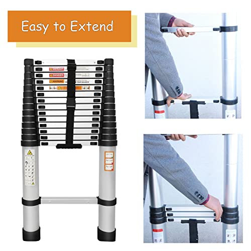 Telescoping Ladder 20.3ft Aluminum Extension Folding Ladder with Anti-Slip Feet T731901