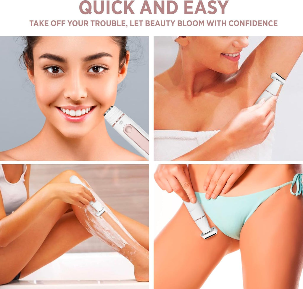 Bikini Trimmer for Women, 2-in-1 Rechargeable Waterproof Razor D82841