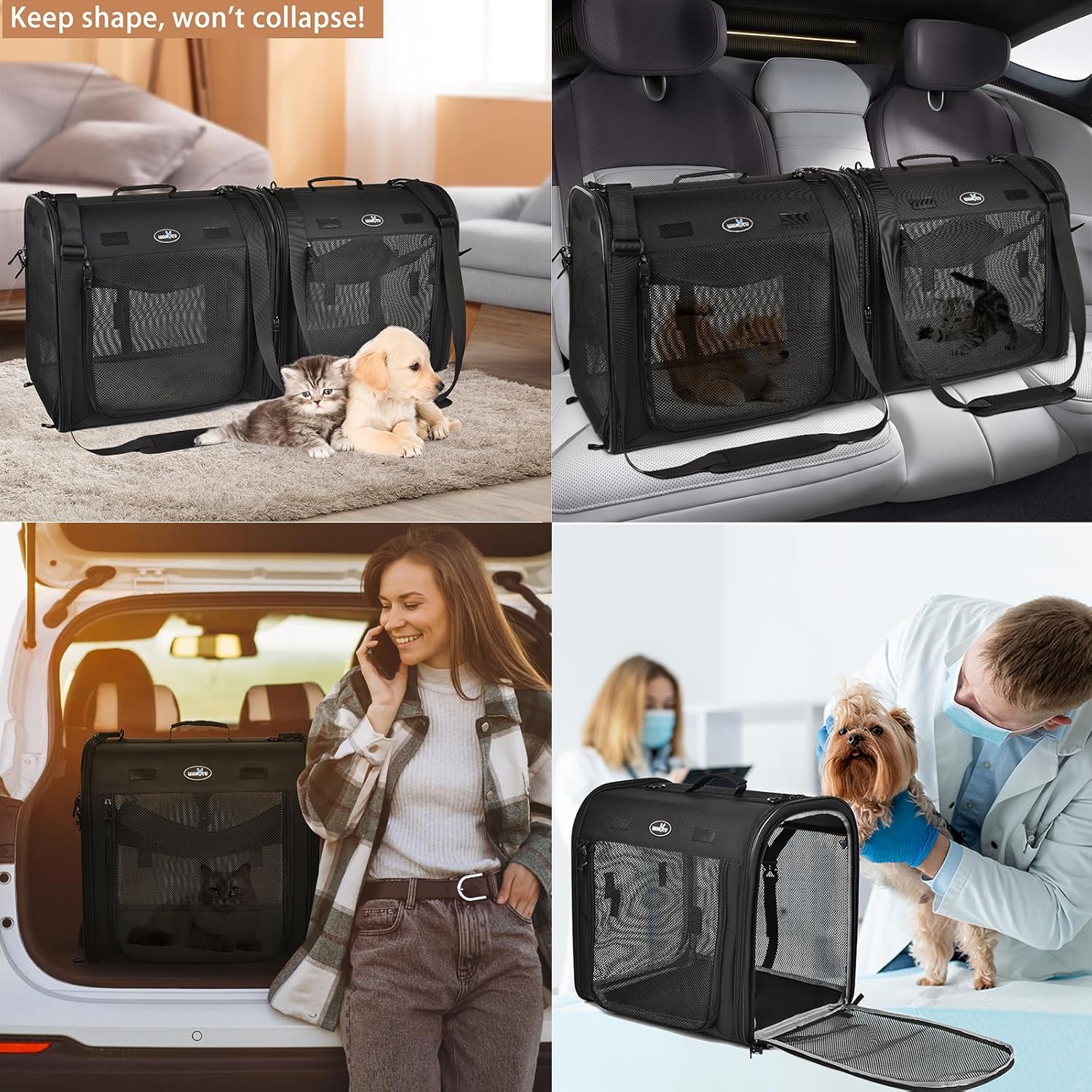2-in-1 Pet Carrier for Small Dogs Cats Travel with Litter Box B63957