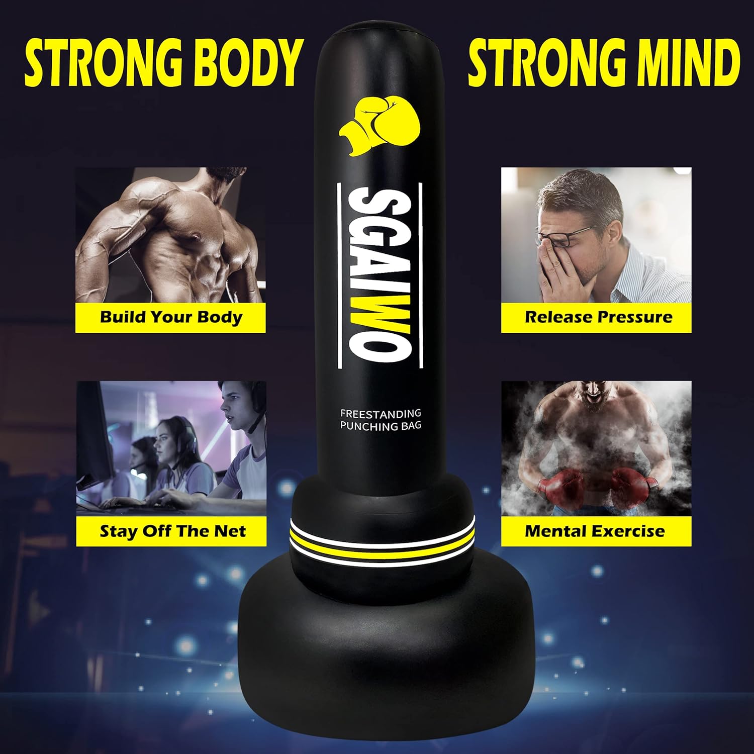 Freestanding Heavy Punching Bag with Stand for Adults MMA Training I167090