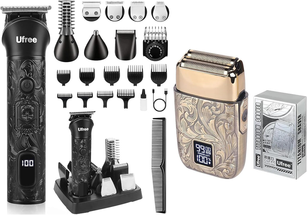 Ufree Beard Trimmer for Men, Electric Razor Shavers for Men, Cordless Hair Clippers, 7 in 1 Beard Grooming Kit for Mustache Body Nose Hair and Facial, Gifts for Men…