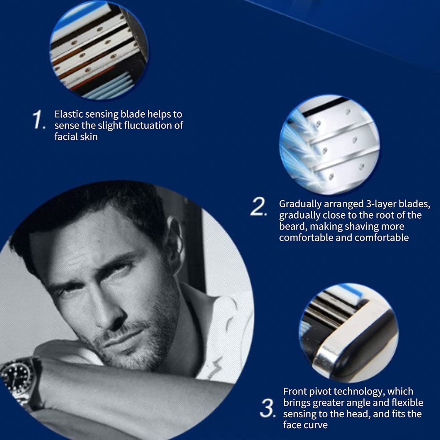 Razor Blade Refills for Mach3, Precision Cut Stainless Steel with Dual Lubrication P835