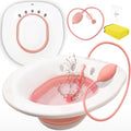 Sitz Bath for Toilet Hemorrhoids Postpartum Care, Perineal Soaking Bath Over The Toilet Seat, Collapsible Sitz Basin with Flusher for Vaginal Anal Inflammation Treatment, Yoni Steam Seat, White/Blue