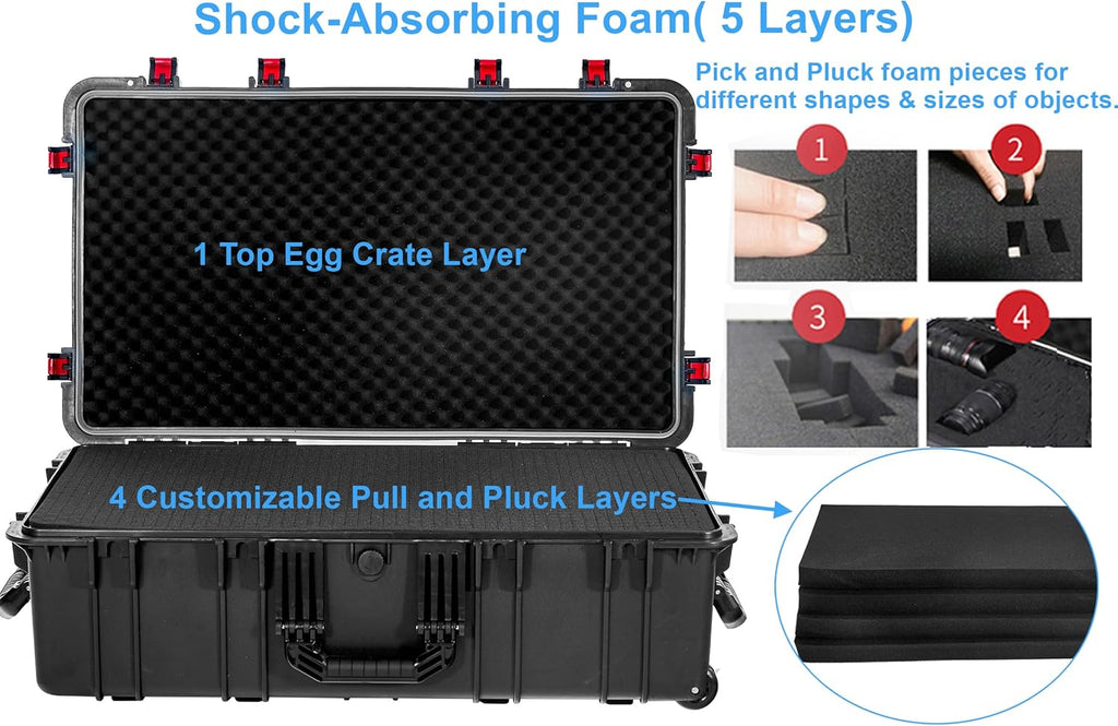 Waterproof Rolling Equipment Case with Foam, 35"x 20.5"x 12" R37170
