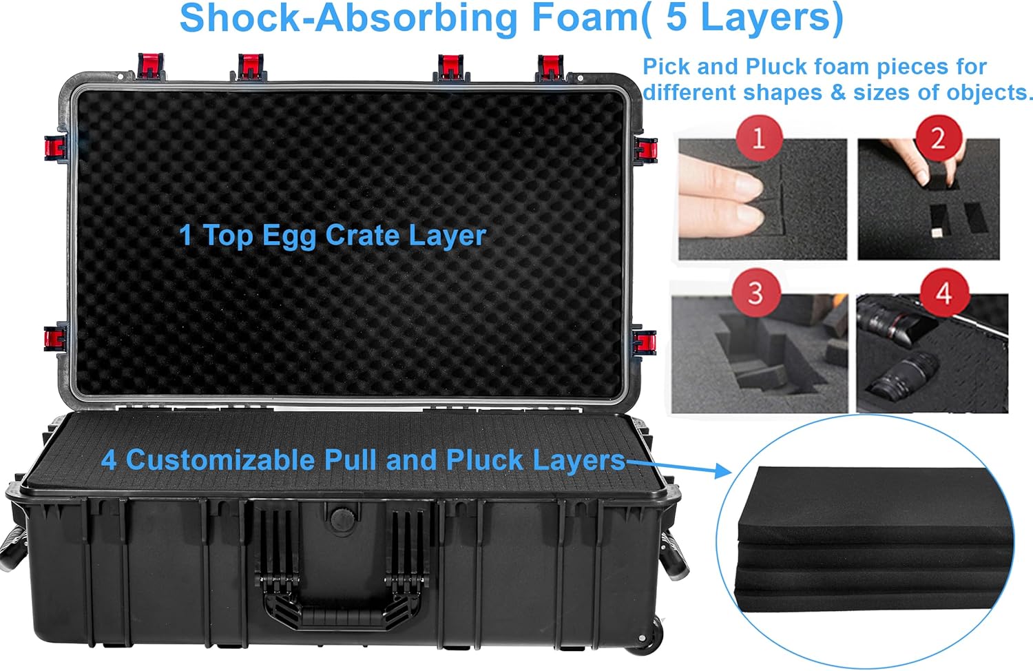 Waterproof Rolling Equipment Case with Foam, 35"x 20.5"x 12" R37170