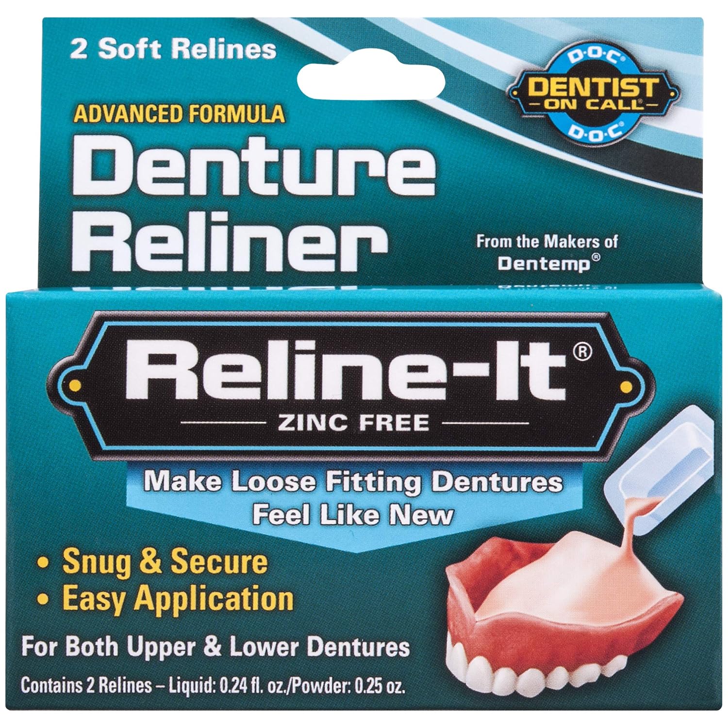 Denture Reliner Kit for Upper & Lower Dentures, Easy Application F551