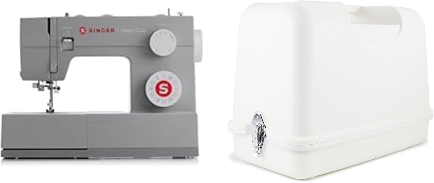 SINGER | Heavy Duty 4452 Sewing Machine + SINGER | Universal Hard Carrying Case for Most Free-Arm Portable Sewing Machines, Non-Slip Inner Tray, Sewing Machine Protection and Easy Storage