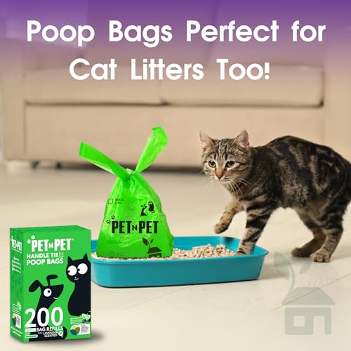 Unscented Dog Poop Bags with Tie Handles, Extra-Thick C246453