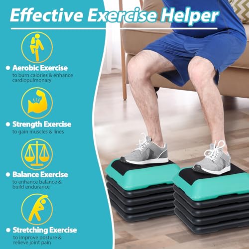 16" x 16" Aerobic Stepper Platform with 4 Adjustable Risers, Green V143