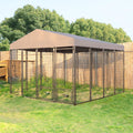 MUPATER Dog Kennel Outdoor 10' x 10', Large Dog House with Roof and Lockable Door, Heavy Duty Dog Enclosure with Rotating Feeding Door for Backyard
