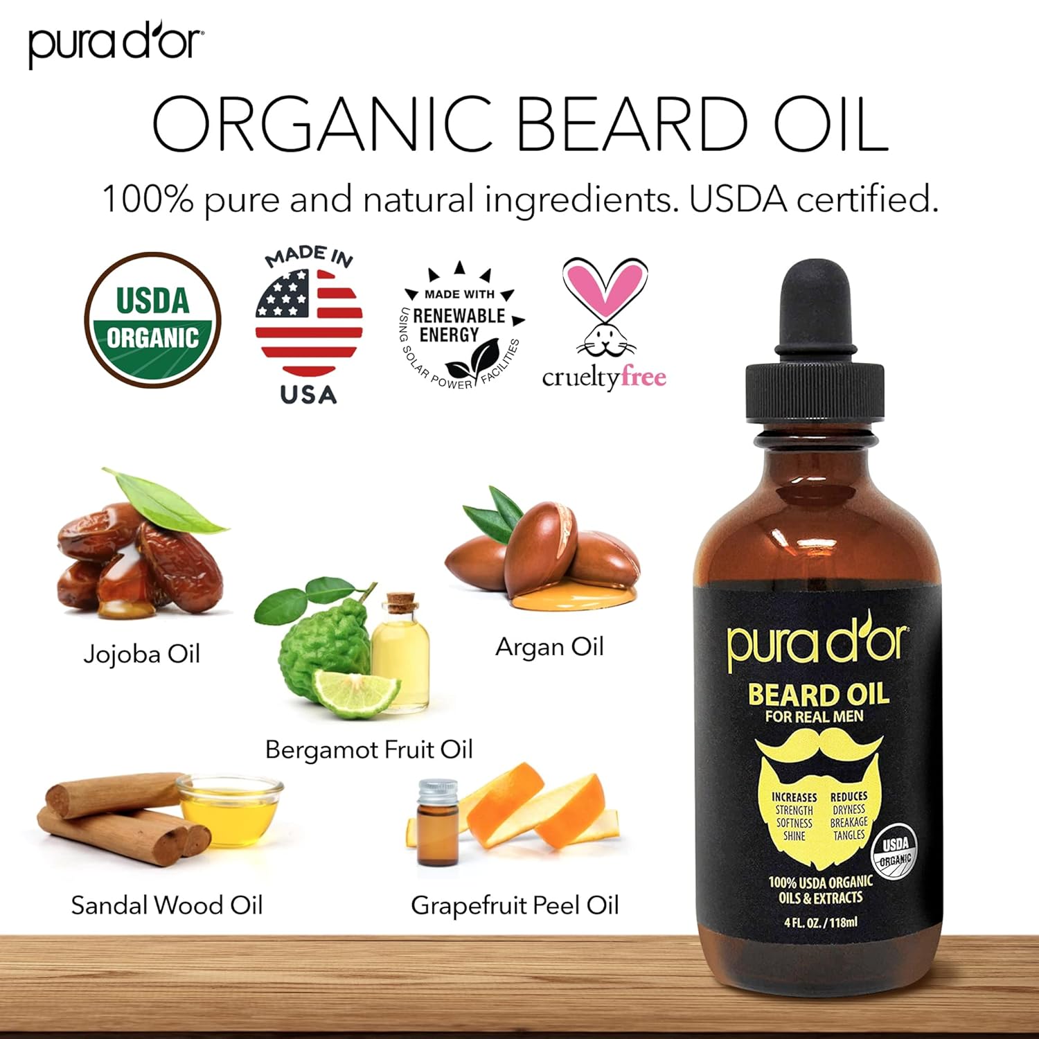 Organic Beard Oil with Argan and Jojoba for Mustache Care R7995