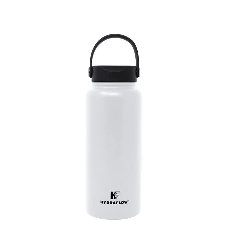 Hydraflow Hybrid - Triple Wall Vacuum Insulated Water Bottle with Wide Mouth Lid (25oz, Powder Navy) Stainless Steel Metal Thermos, Reusable Leak Proof BPA-FREE for Sports and Travel