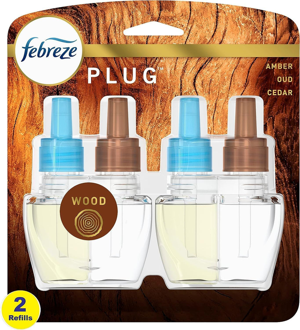 Febreze Plug with Fade Defy Technology Air Freshener - Wood - (2) of 0.87 fl oz Refills