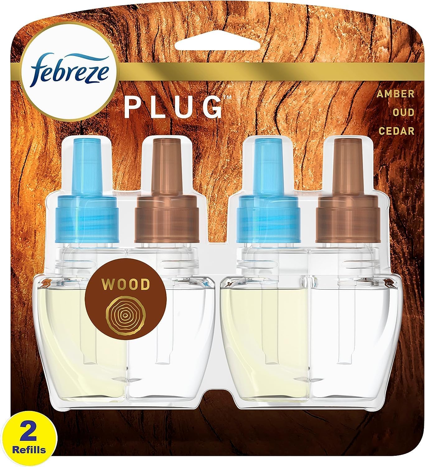 Febreze Plug with Fade Defy Technology Air Freshener - Wood - (2) of 0.87 fl oz Refills