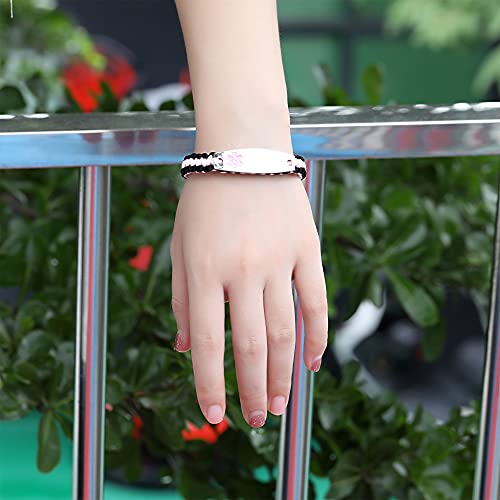Stainless Steel Medical Alert Bracelet for Women Q7308