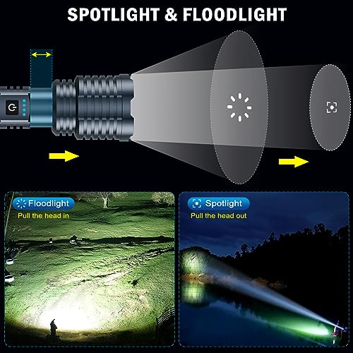 Rechargeable LED Flashlight, Waterproof Tactical Zoomable, for Camping B7045