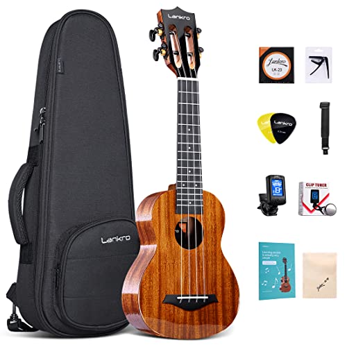 Solid Mahogany Soprano Ukulele for Beginners Pack, Professional 21" Ukeleles for Adults Kids Beginners Stringed Musical Instruments Bundle Kit with Gig Bag Tuner Strings Picks and Strap