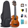 Solid Mahogany Soprano Ukulele for Beginners Pack, Professional 21" Ukeleles for Adults Kids Beginners Stringed Musical Instruments Bundle Kit with Gig Bag Tuner Strings Picks and Strap