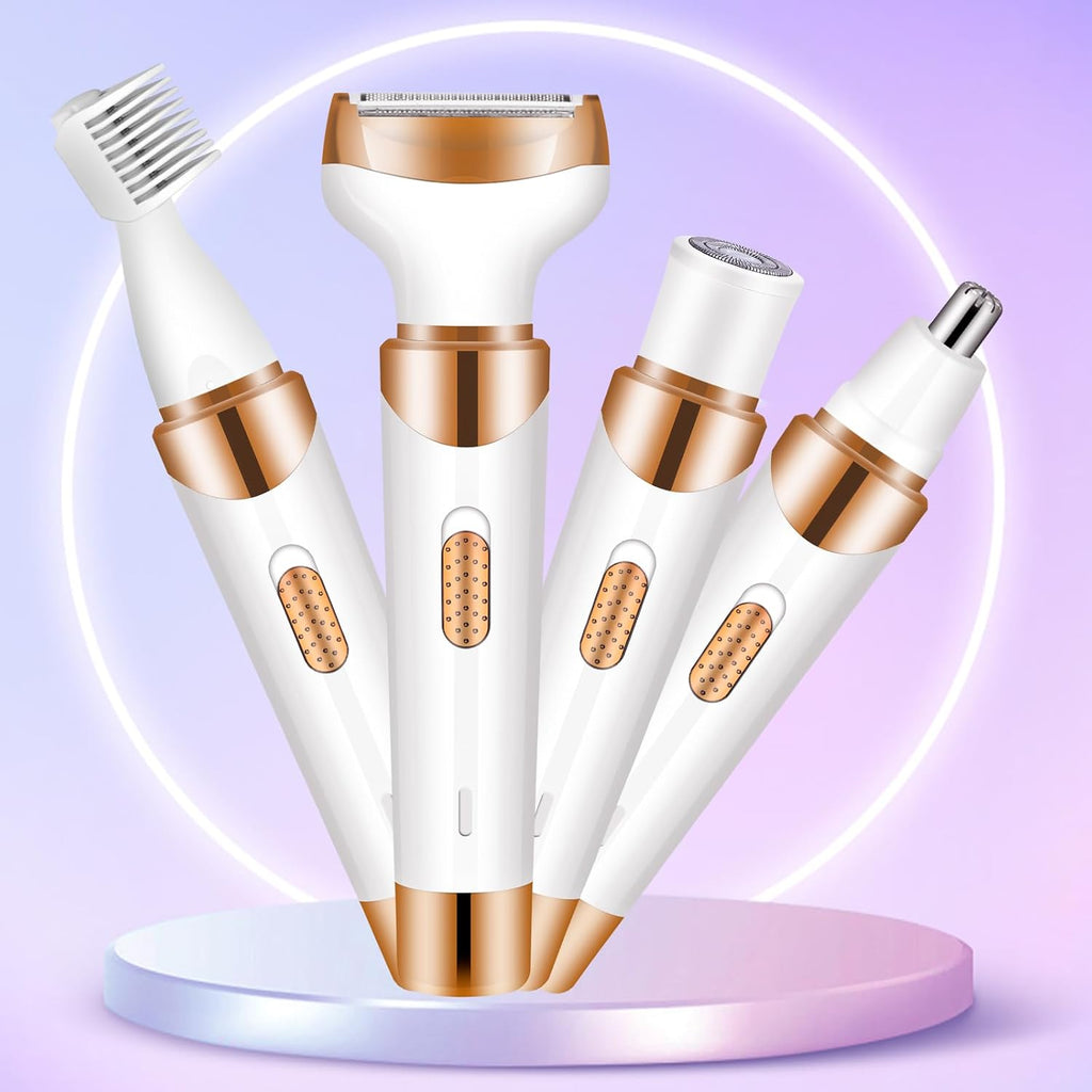 Electric Razors for Women, Shavers for Women, Trimmer for Women Ladies Electric Shaver, 4 in 1 Rechargeable Safety Razor for Women Pubic Hair, Electric Razor Womens for Shaving Face, Underarms, Legs