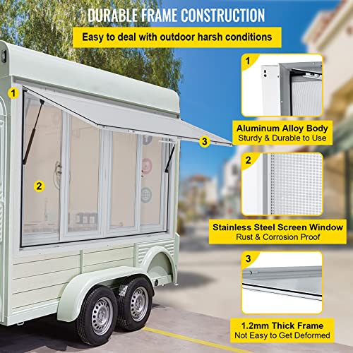 Aluminum Alloy Food Truck Service Window, 36 x 36 inch, 4 Sliding Screens R62011