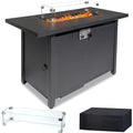 43 Inch Propane Fire Pit Table with Lid and Metal Tabletop for Outdoor, 50,000 BTU Gas Fire Pit Table with 6.6 Pounds Lava Stones,2 in 1 Square Firepit Table for Patio Backyard Garden Party
