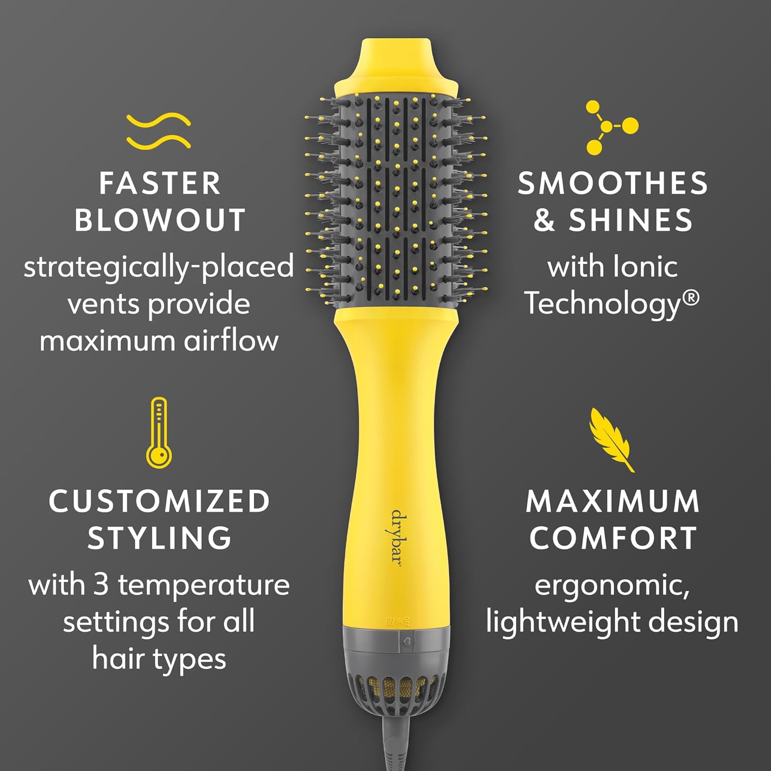 Oval Blow Dryer Brush for Long Hair, Lightweight with 3 Heat Settings N215