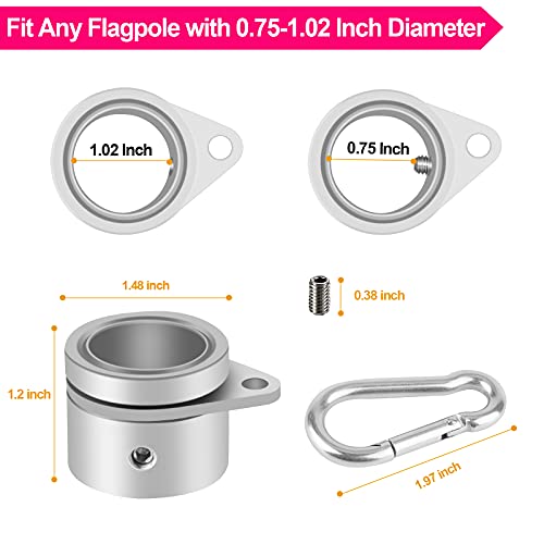1" Flag Pole Rings, 2 Pcs Anti Wrap Swivel Clips, 360° Rotating Aluminum Mounting Rings M673