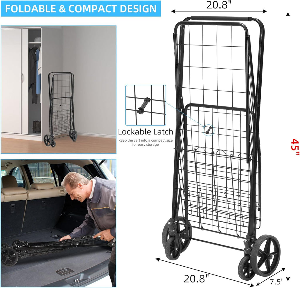 Folding Shopping Cart with Wheels Removable Liner I34891