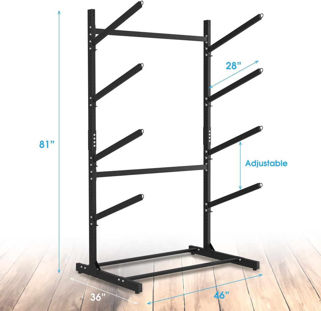 Adjustable Kayak Storage Rack, Freestanding Sup Stand, Heavy Duty Canoe Holder G339