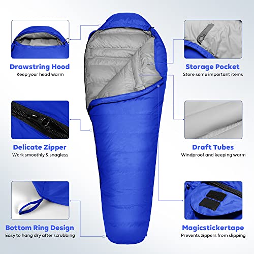 Mummy Sleeping Bag, 4 Season Warm & Cold Weather Camping, Lightweight with Compression Sack V329