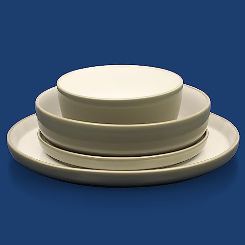 Porcelain Dinnerware Plates and Bowls Set, Service for 4, Blue/White G109